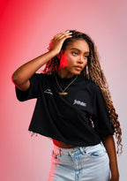 Influential character distressed crop top