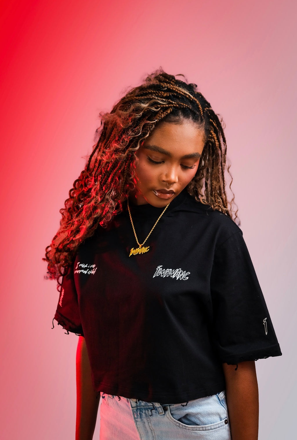 Influential character distressed crop top